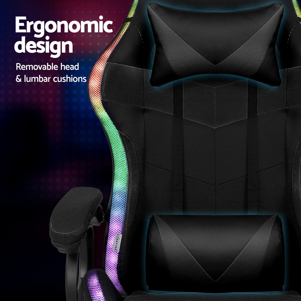 Artiss Gaming Office Chair with Massage and RGB LED Black