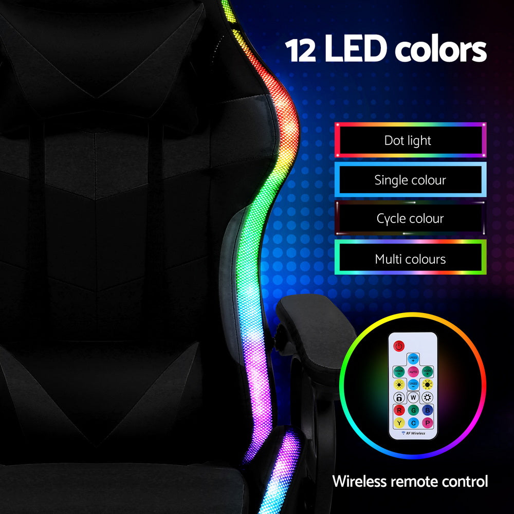 Artiss Gaming Office Chair with Massage and RGB LED Black