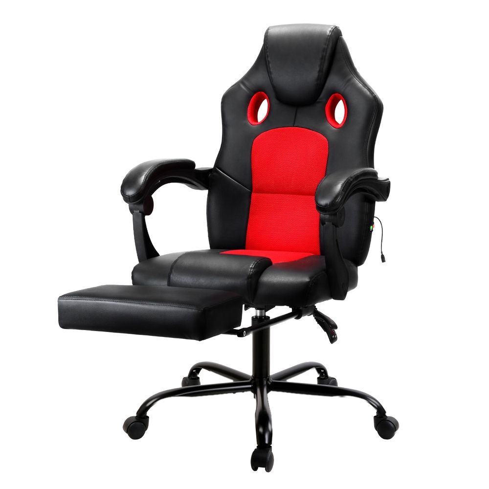 Khir 2 Point Massage Gaming Office Chair PU Leather Red