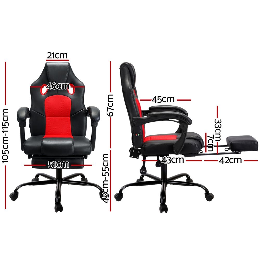 Khir 2 Point Massage Gaming Office Chair PU Leather Red
