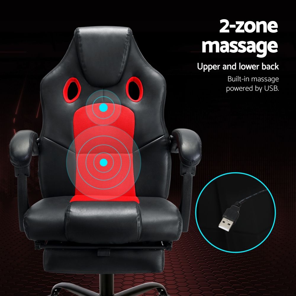 Khir 2 Point Massage Gaming Office Chair PU Leather Red