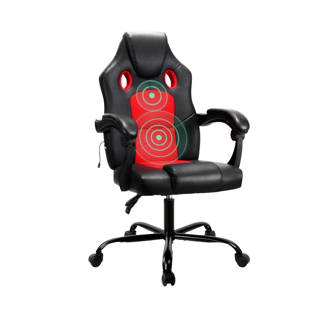 Khir Gaming Office Chair 2-Point Massage PU Leather Red