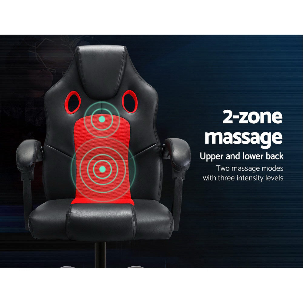 Khir Gaming Office Chair 2-Point Massage PU Leather Red