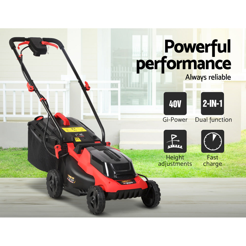 Giantz 40V Cordless Lawn Mower 34cm Dual Battery Electric