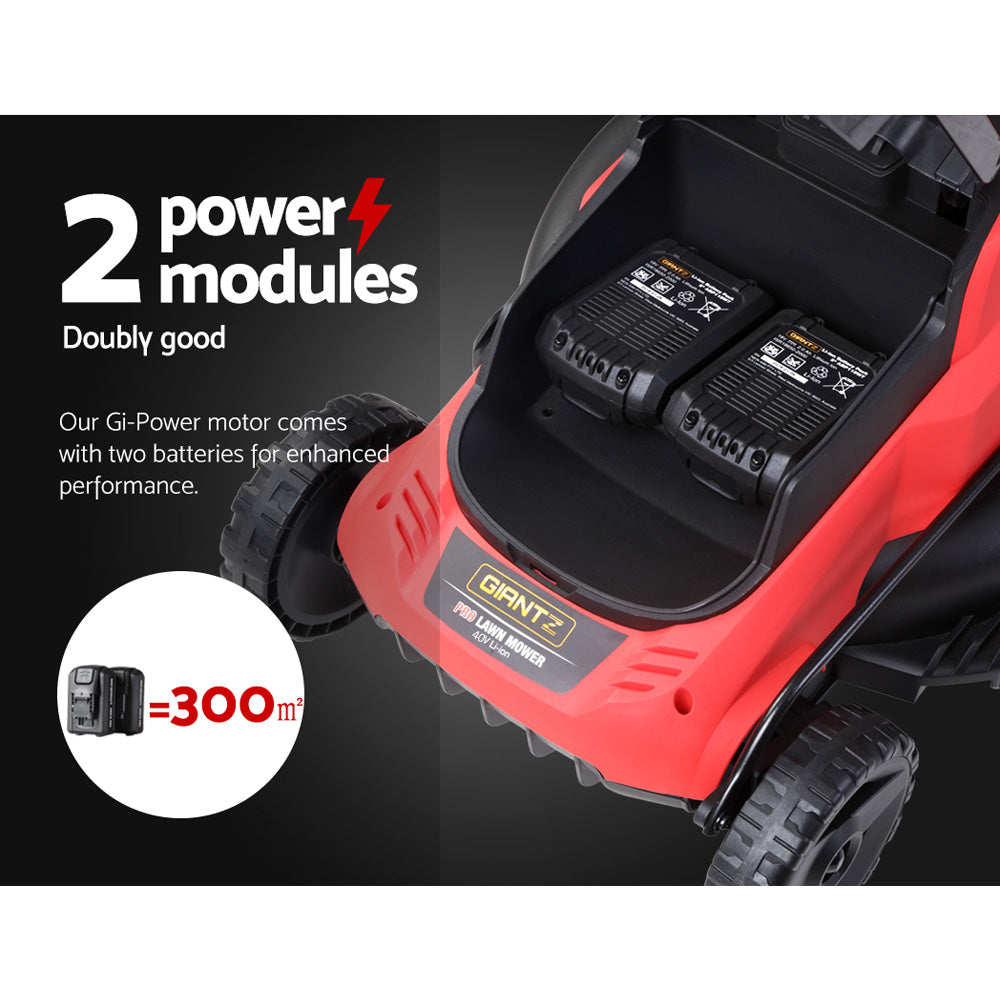 Giantz 40V Cordless Lawn Mower 34cm Dual Battery Electric