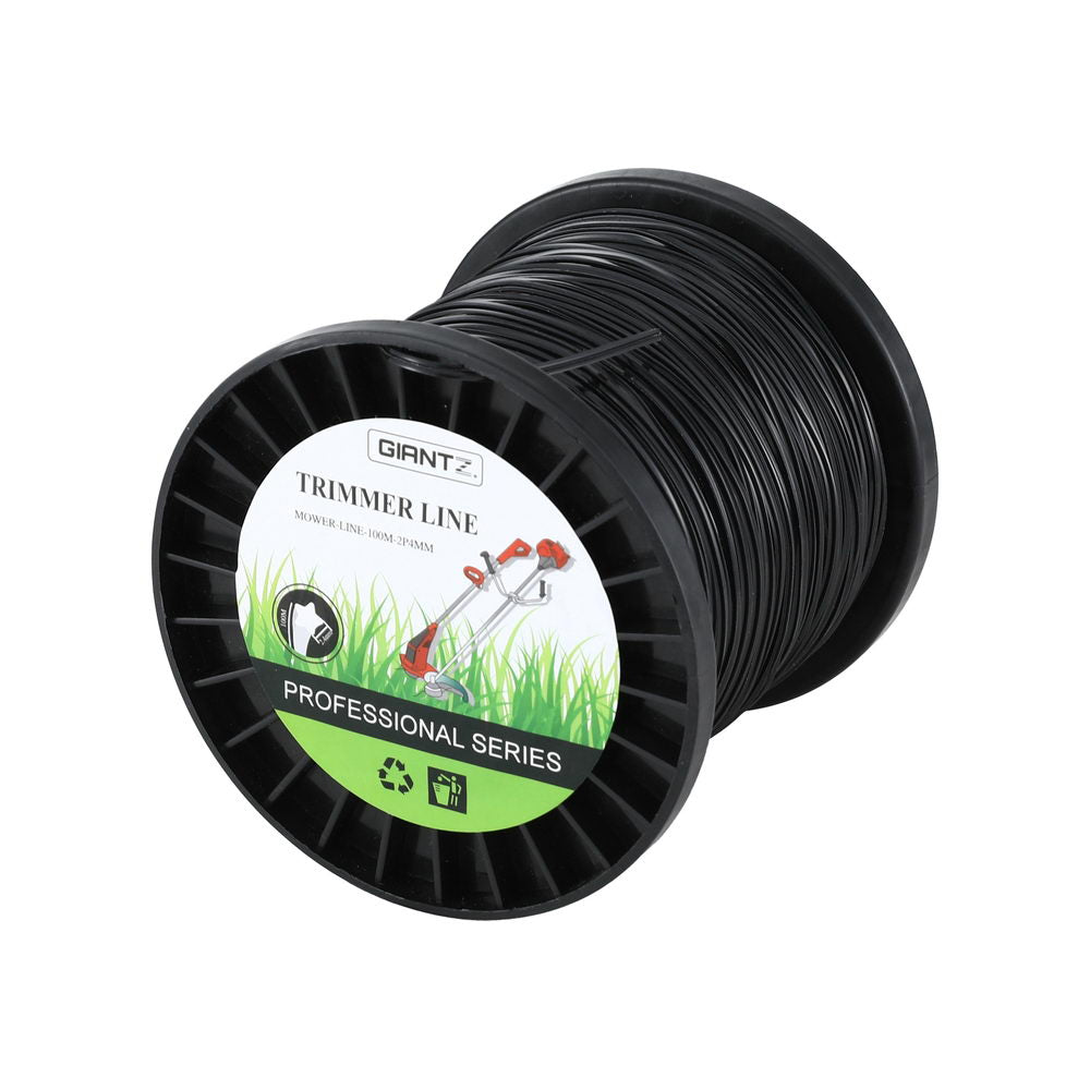 Giantz 100M Trimmer Line 2.4mm Star Nylon Cord Black