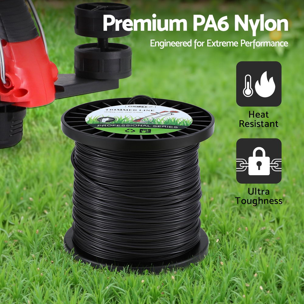 Giantz 100M Trimmer Line 2.4mm Star Nylon Cord Black