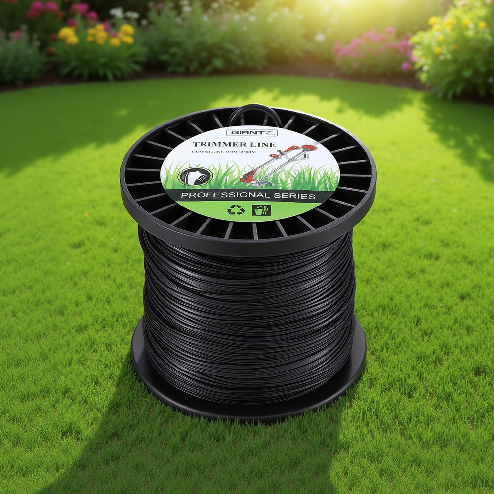 Giantz 100M Trimmer Line 2.4mm Star Nylon Cord Black