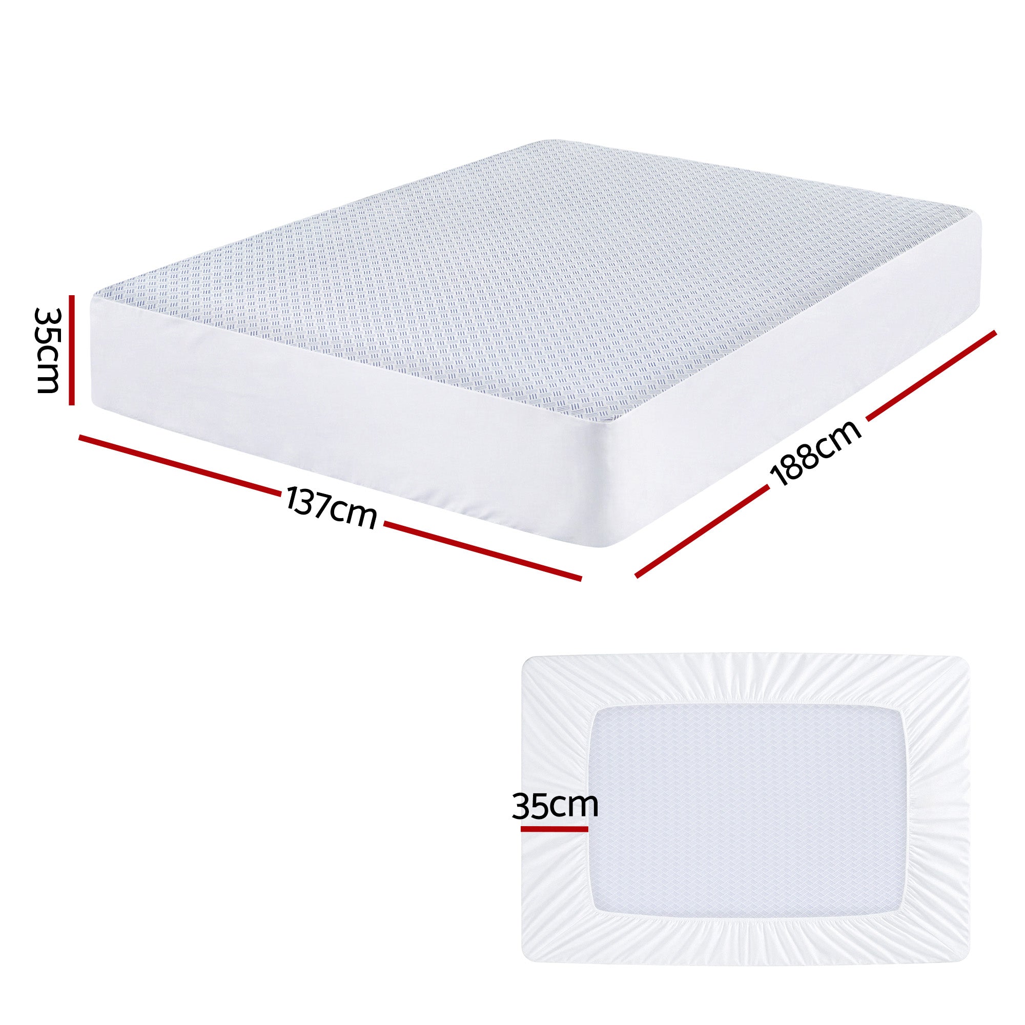 Giselle Cooling Mattress Protector Waterproof Deep Pocket Fitted Cover Double