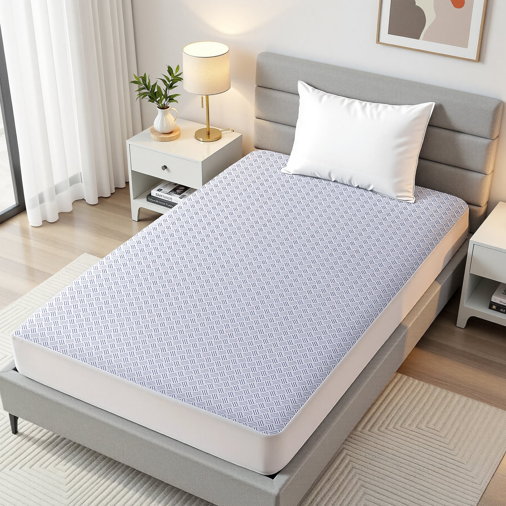 Giselle Cooling Mattress Protector Waterproof Deep Pocket Fitted Cover King Single