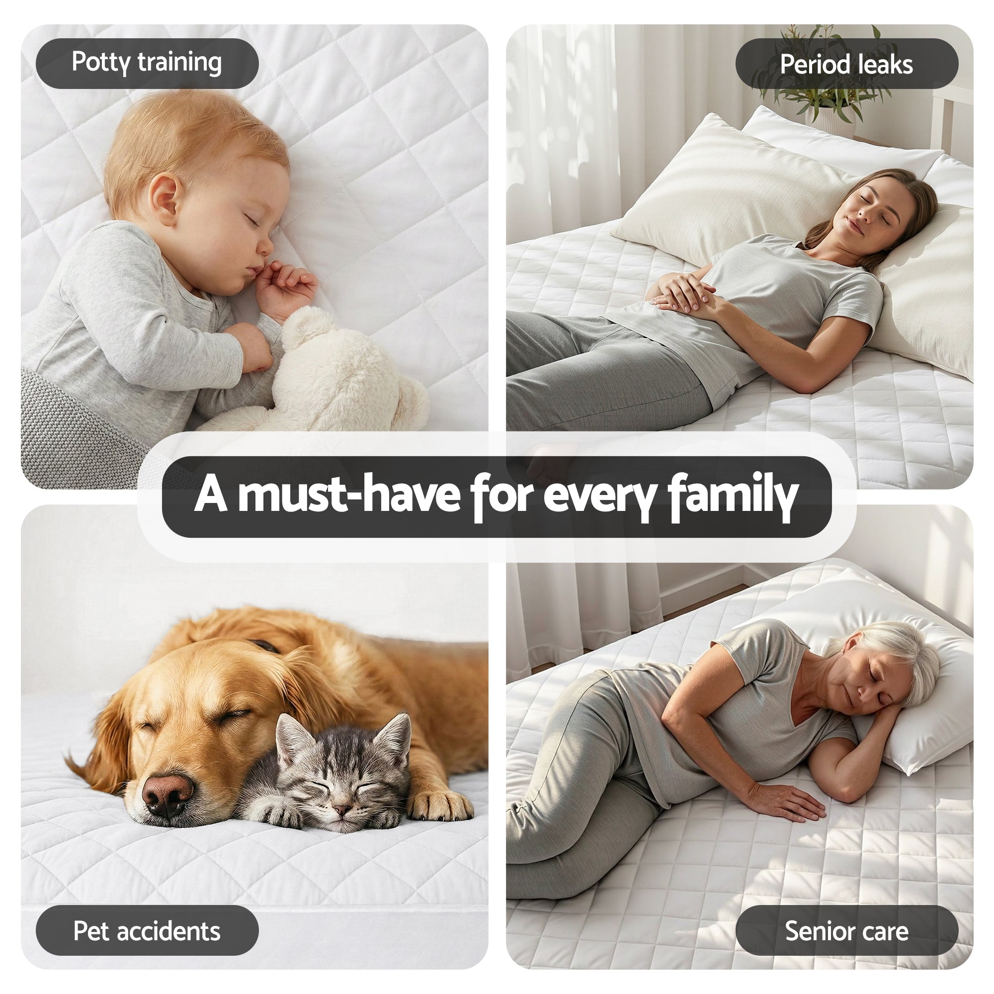 Giselle Waterproof Mattress Protector 100% Cotton Quilted Fitted Cover King Single