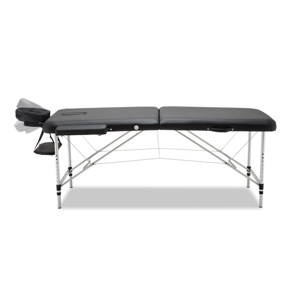 Zenses 55cm Portable Massage Table 2 Fold Aluminium Black