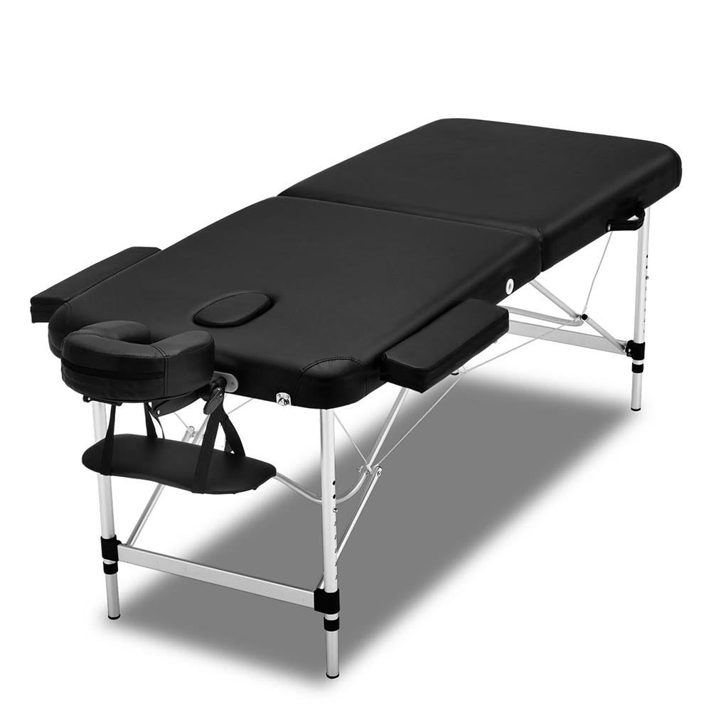 Zenses 70cm Portable Massage Table 2 Fold Aluminium Black