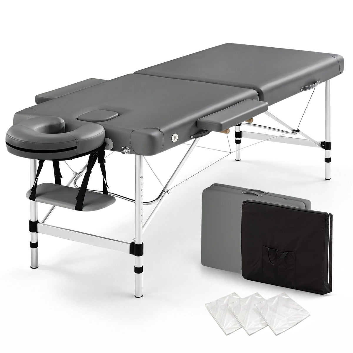 Zenses Portable Massage Table 55cm 2 Fold Aluminium Grey