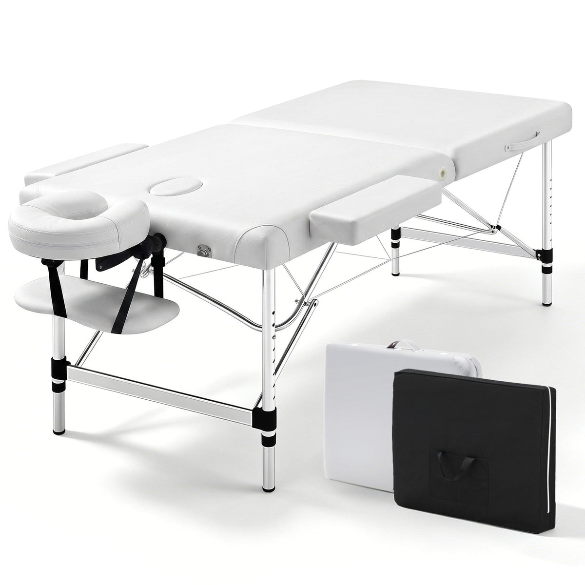 Zenses Aluminium Massage Table 75cm 2 Fold Beauty Bed White