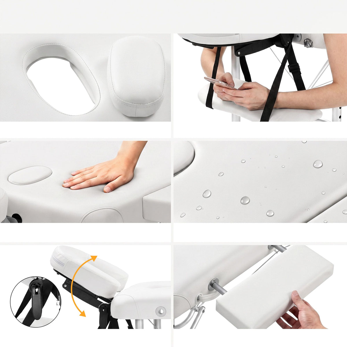 Zenses Aluminium Massage Table 75cm 2 Fold Beauty Bed White