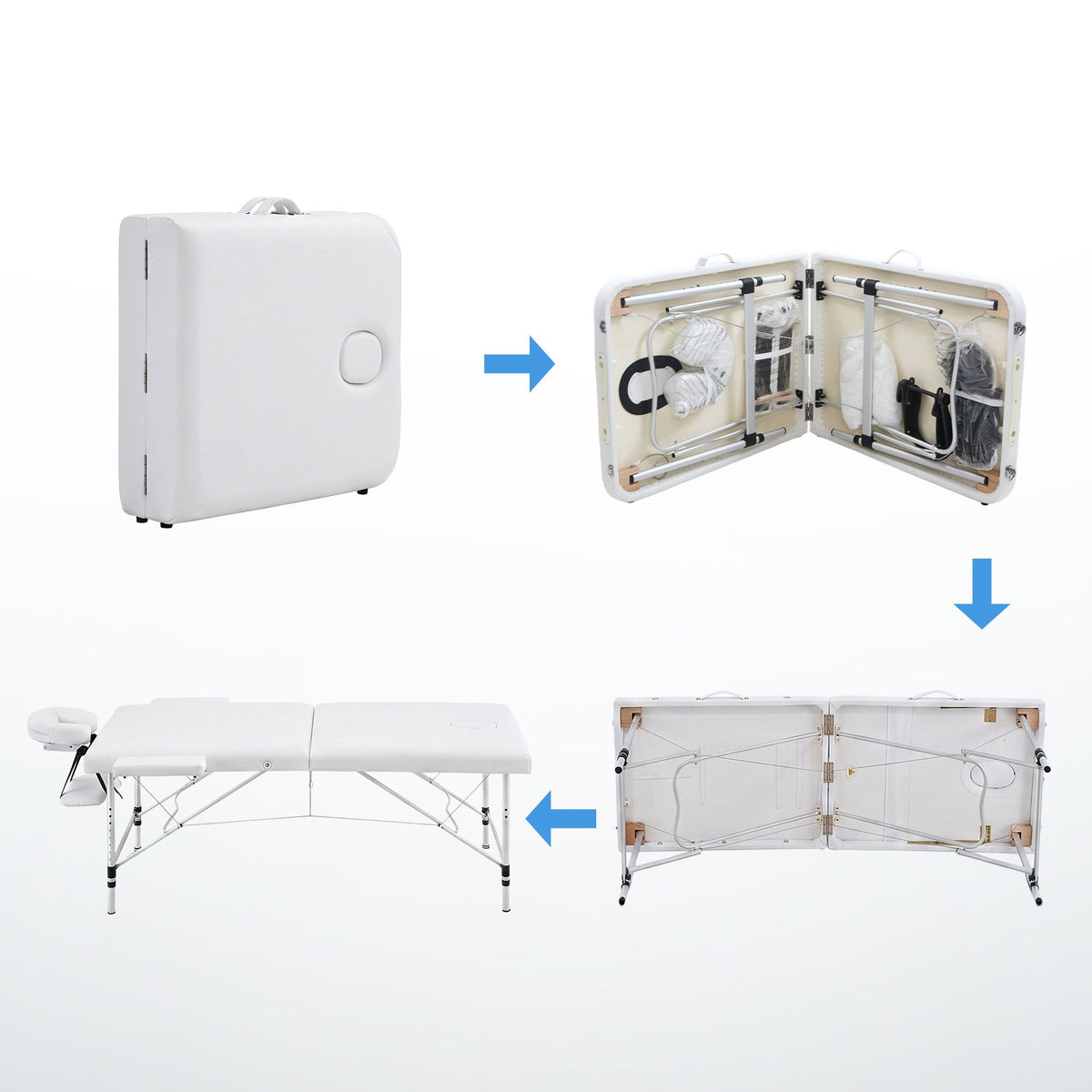 Zenses Aluminium Massage Table 75cm 2 Fold Beauty Bed White