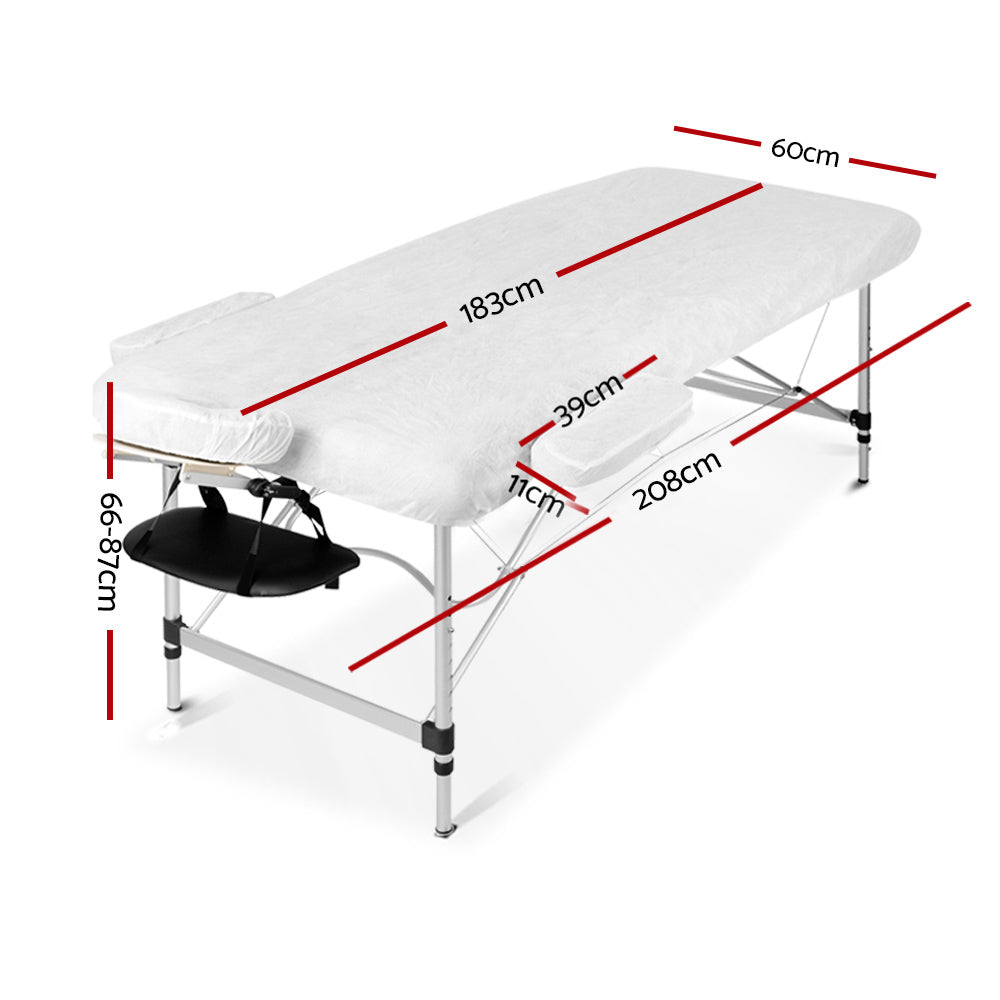 Zenses 60cm Portable Massage Table 3 Fold Aluminium Black