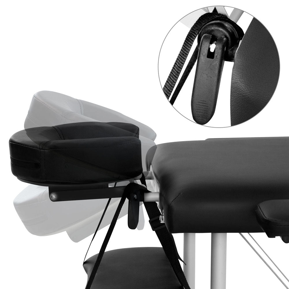 Zenses 75cm Portable 3 Fold Aluminium Massage Table Black