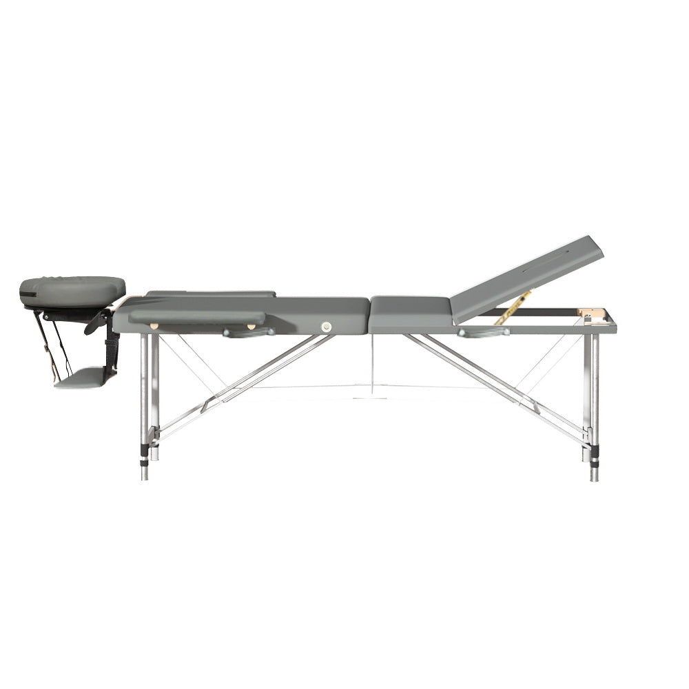 Zenses 75cm Portable Massage Table 3 Fold Aluminium Grey