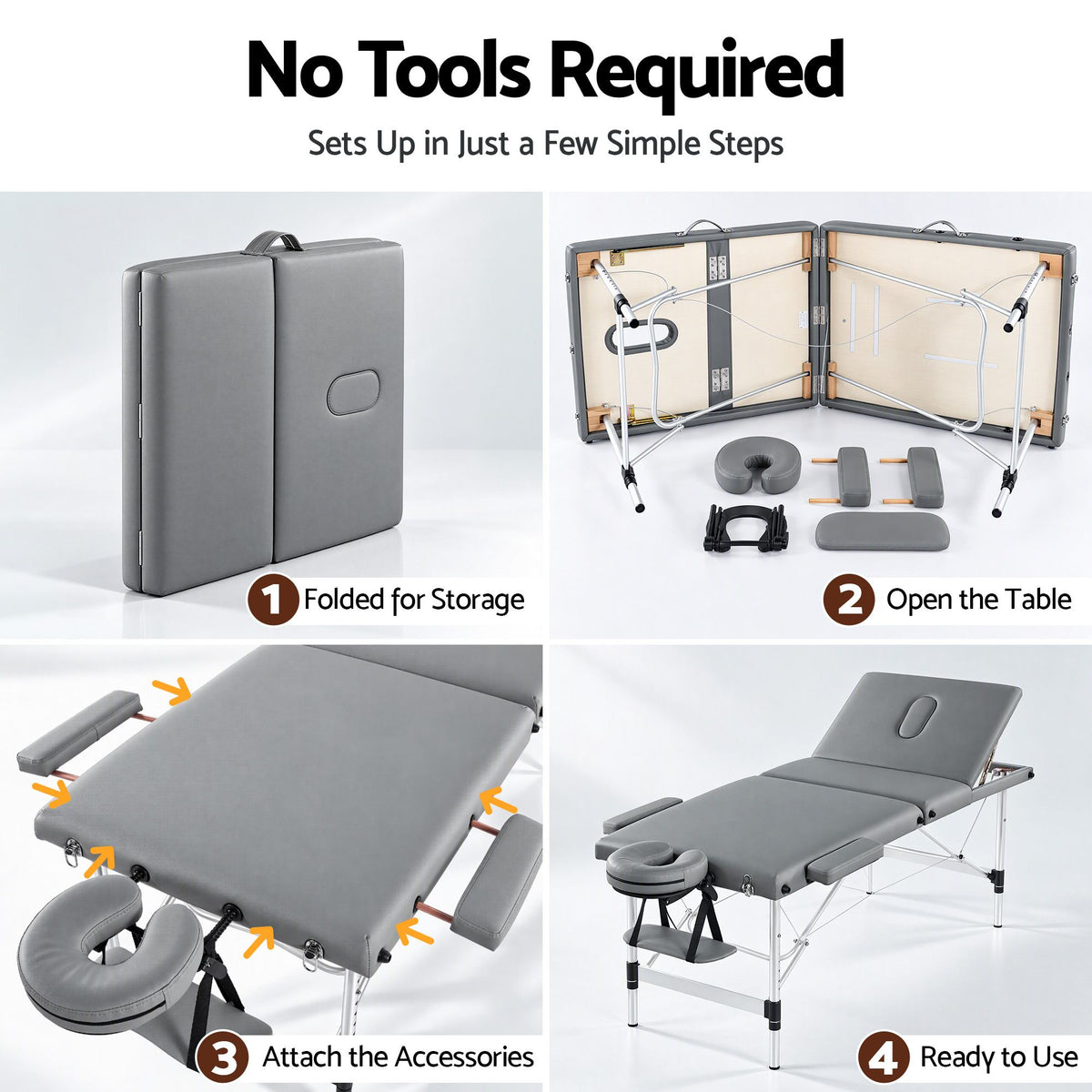 Zenses 3-Fold Portable Massage Table 75cm Grey