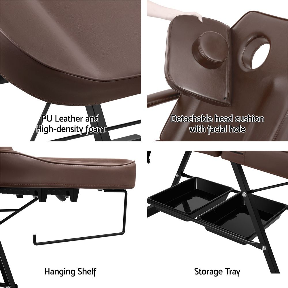 Zenses Adjustable Beauty Bed with Stool, Brown, Facial Massage Table