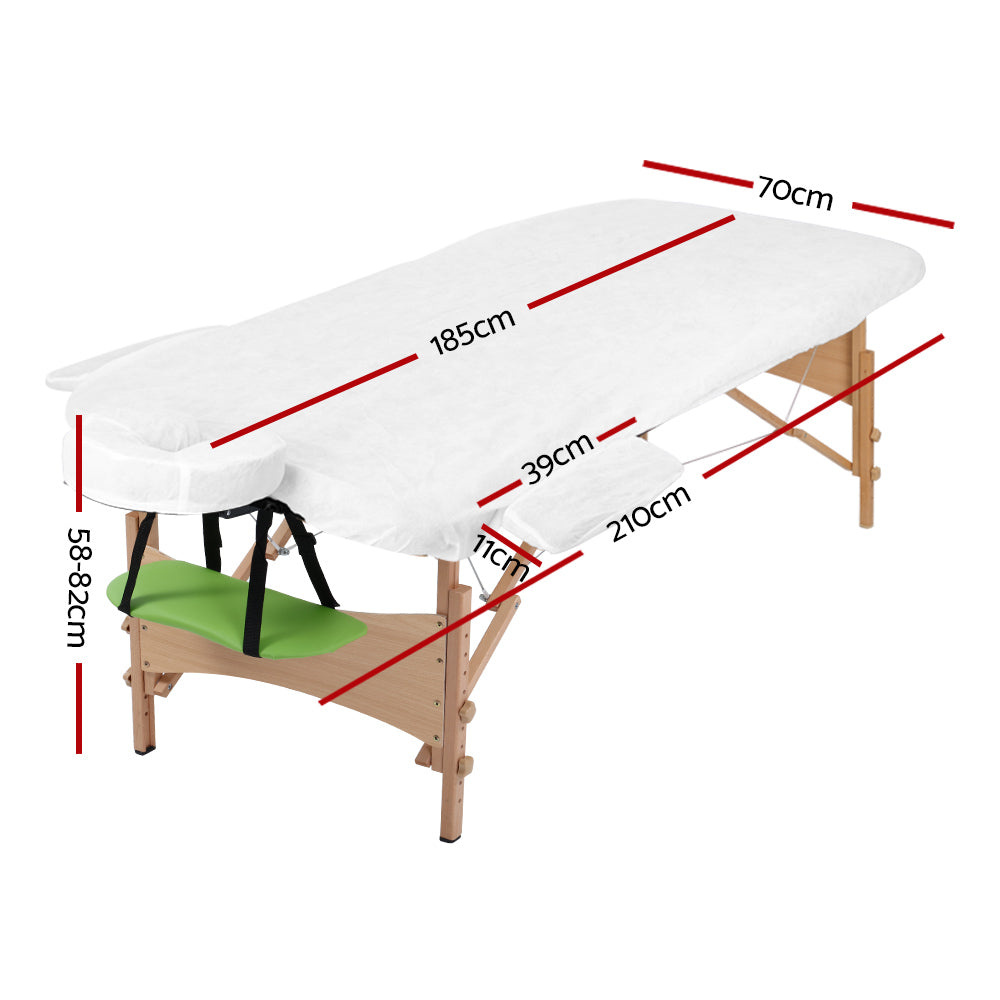 Zenses 70cm Portable Wooden Massage Table Green