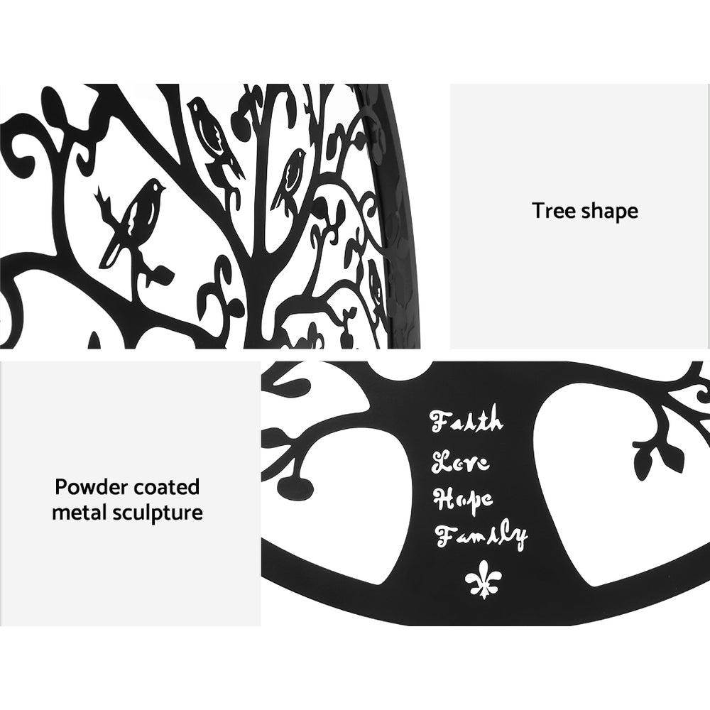 Tree of Life Metal Wall Art Round Frame Black