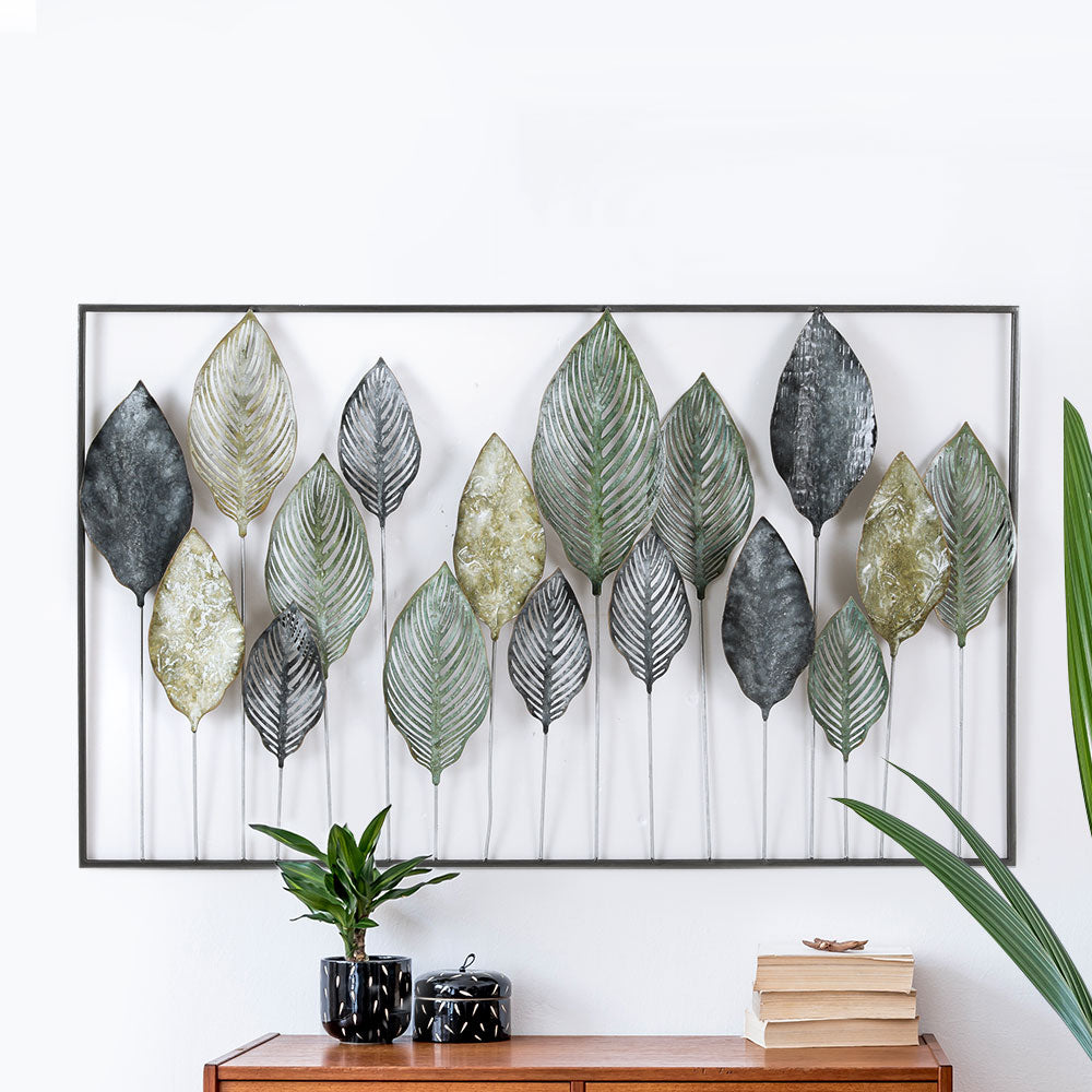 Leaf Tree of Life Metal Wall Art Sculpture Framed Multicoloured