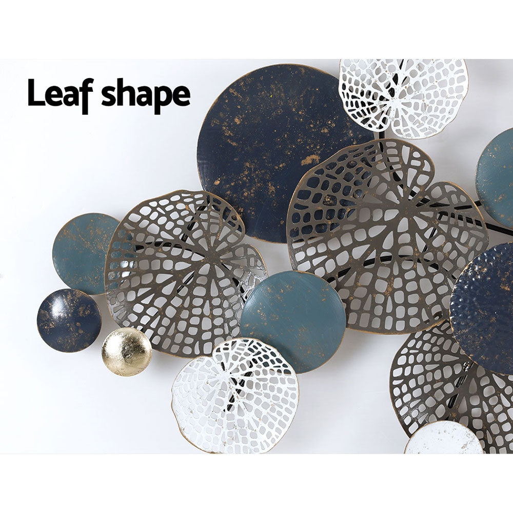 Leaf Circles Metal Wall Art Sculpture 132cm Blue