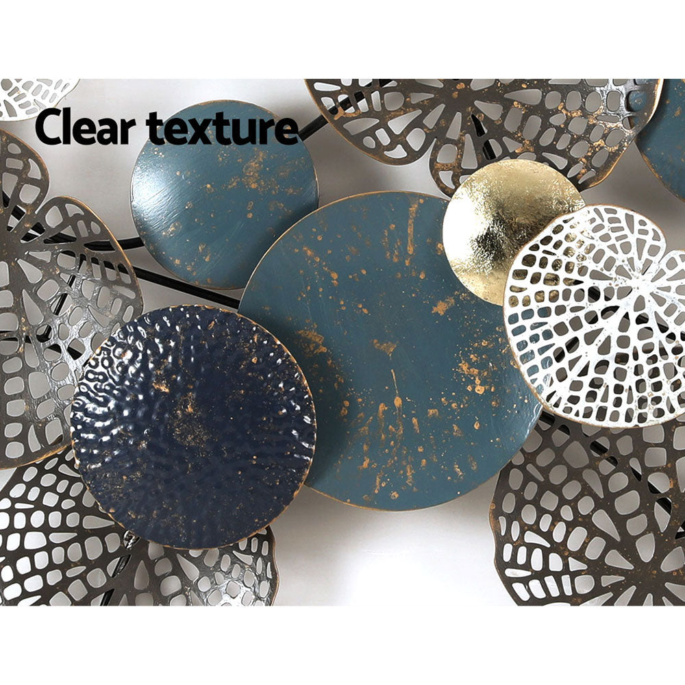 Leaf Circles Metal Wall Art Sculpture 132cm Blue