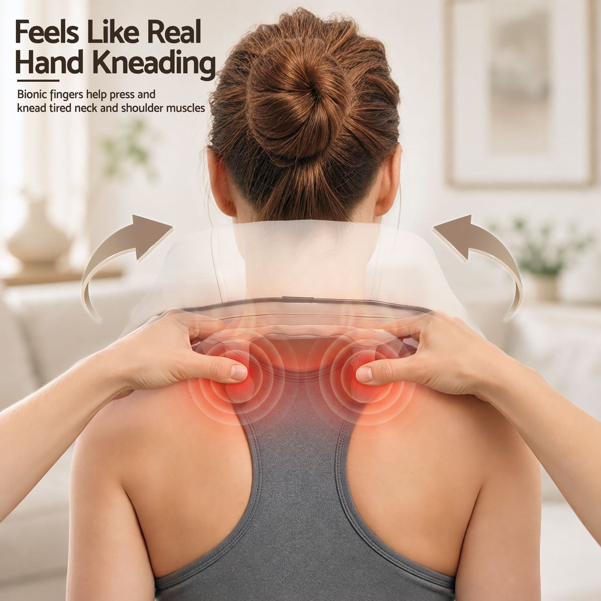 Livemor Cordless Wearable Neck Massager with Heat and Shiatsu Kneading