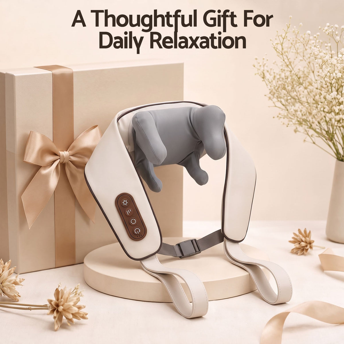 Livemor Cordless Wearable Neck Massager with Heat and Shiatsu Kneading