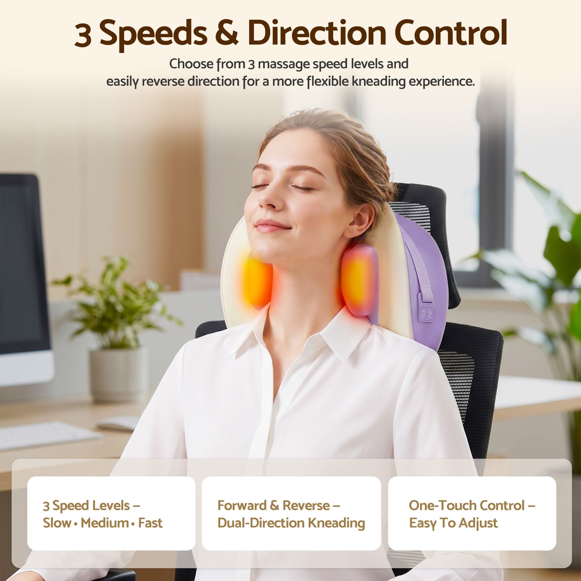 Livemor Neck & Shoulder Massage Pillow with Heat, Cordless 4D Kneading Massager for Home & Office