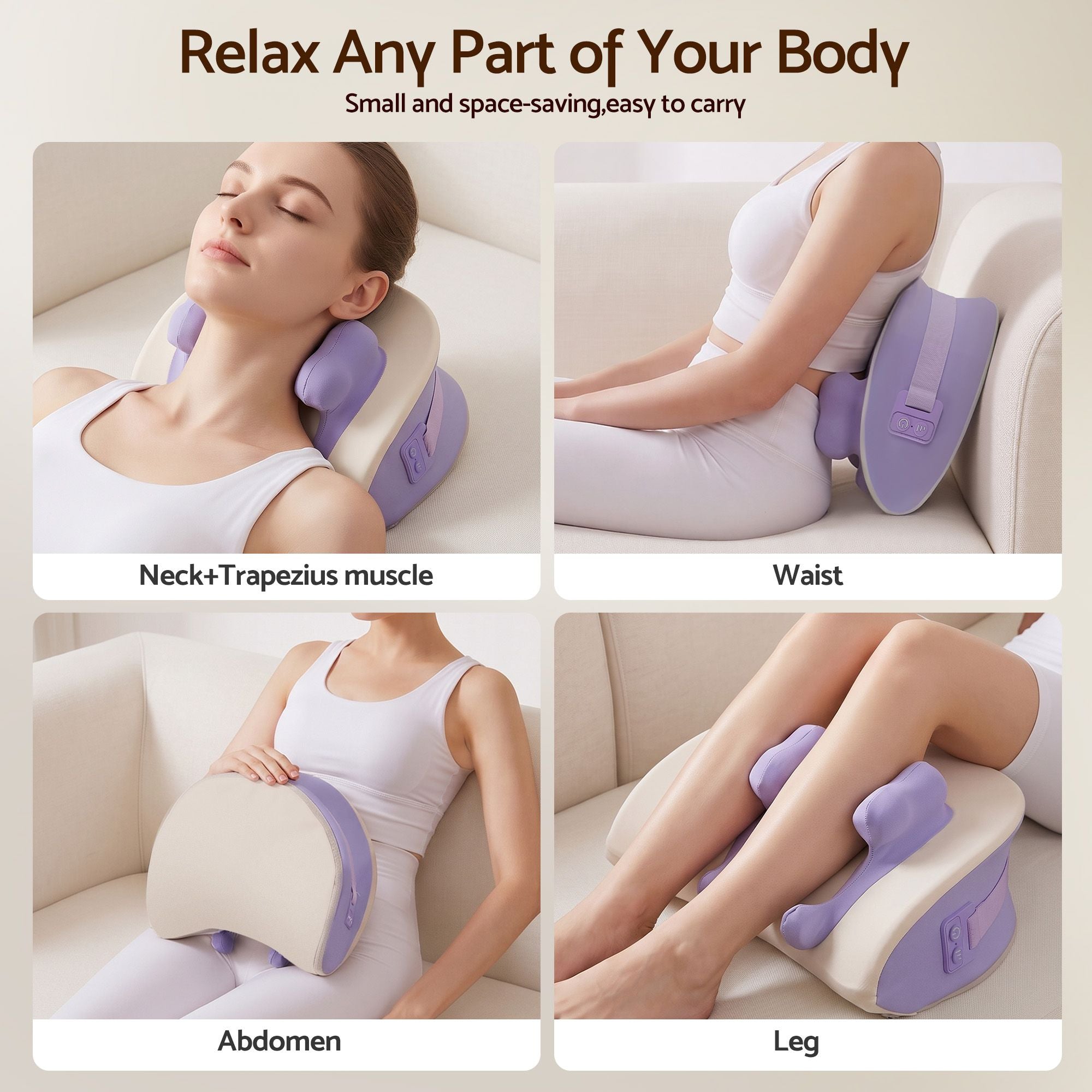Livemor Neck & Shoulder Massage Pillow with Heat, Cordless 4D Kneading Massager for Home & Office