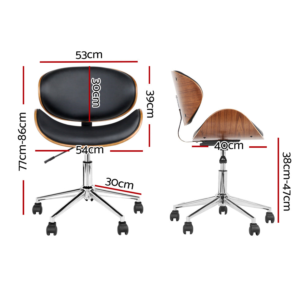 Lacroix Office Chair Wooden Frame Leather Seat Black Brown