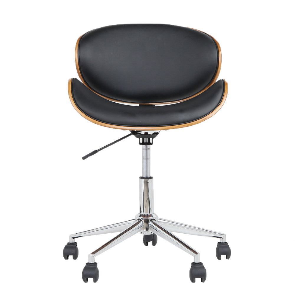 Lacroix Office Chair Wooden Frame Leather Seat Black Brown