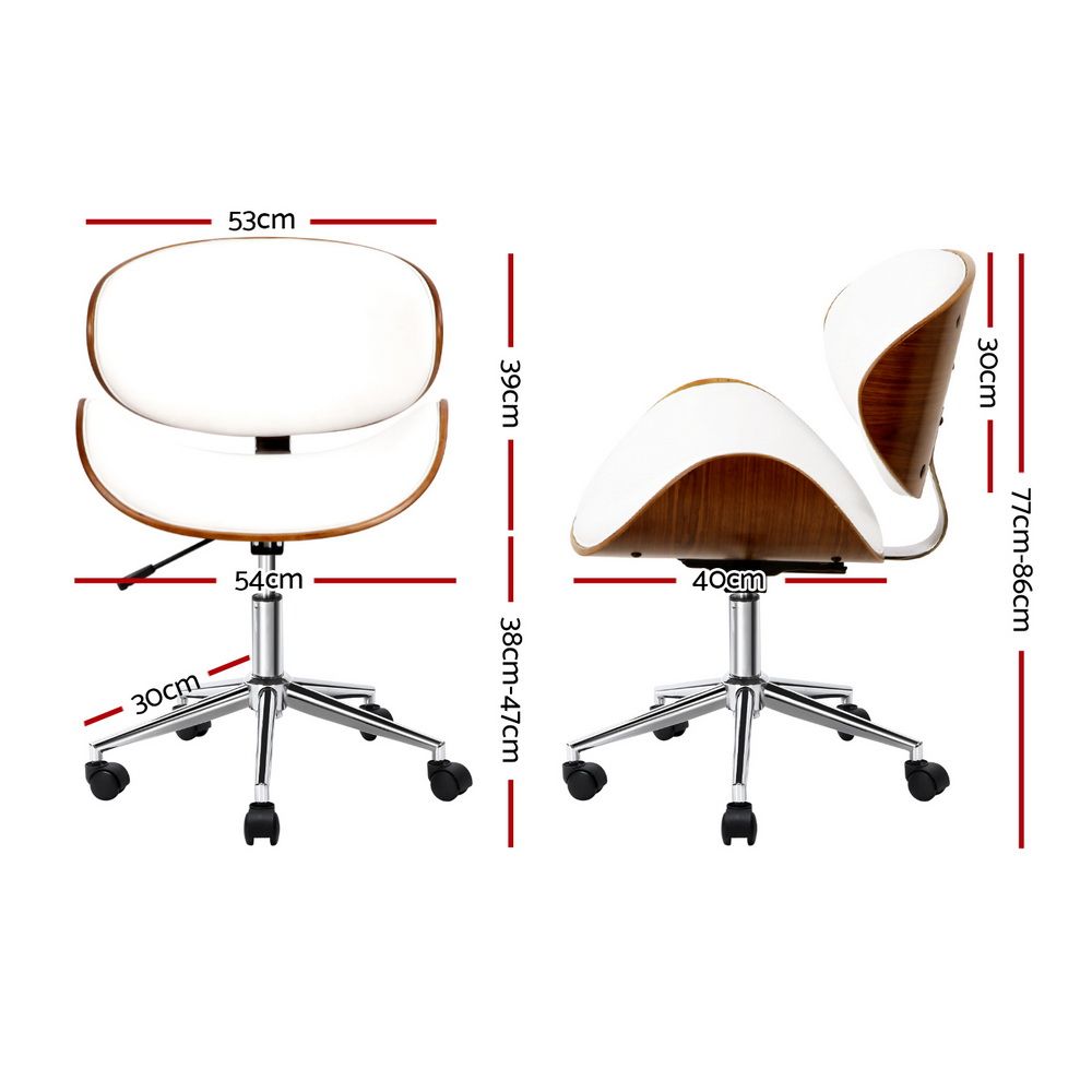 Lacroix Wooden Office Chair PU Leather Seat White