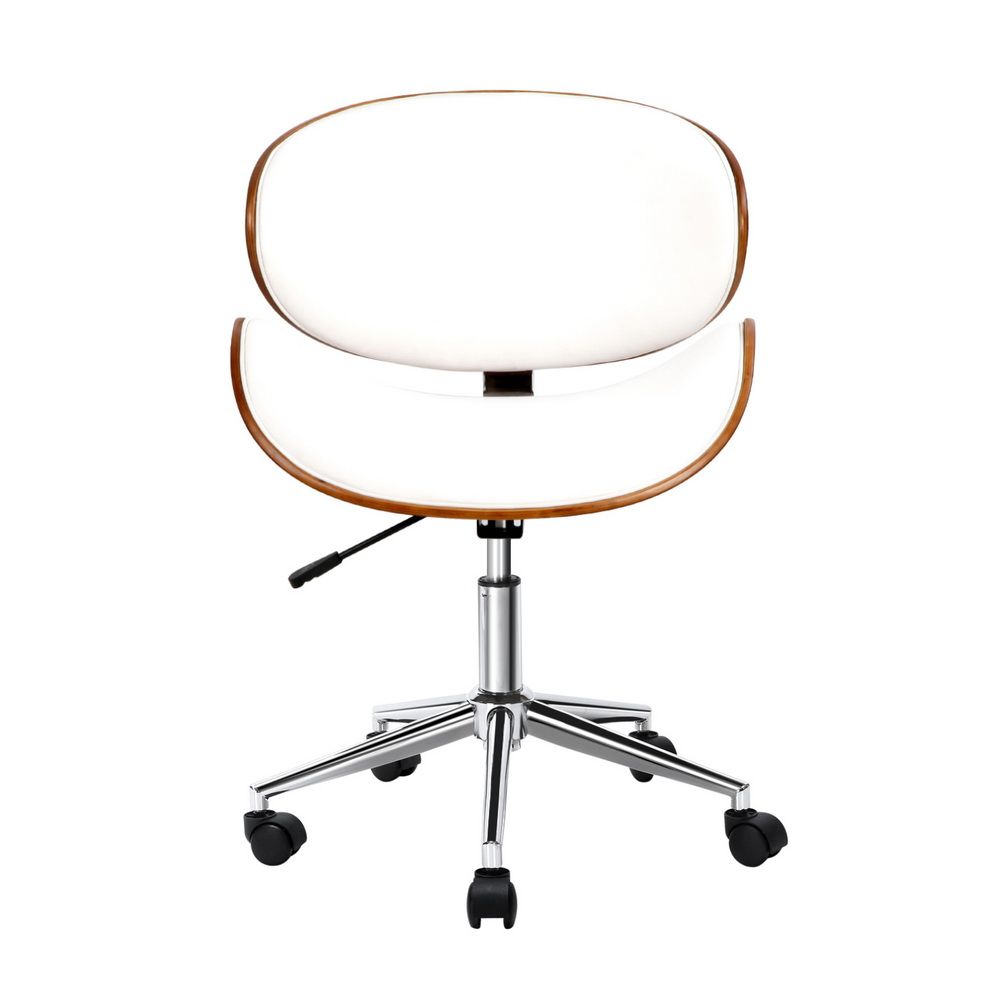 Lacroix Wooden Office Chair PU Leather Seat White