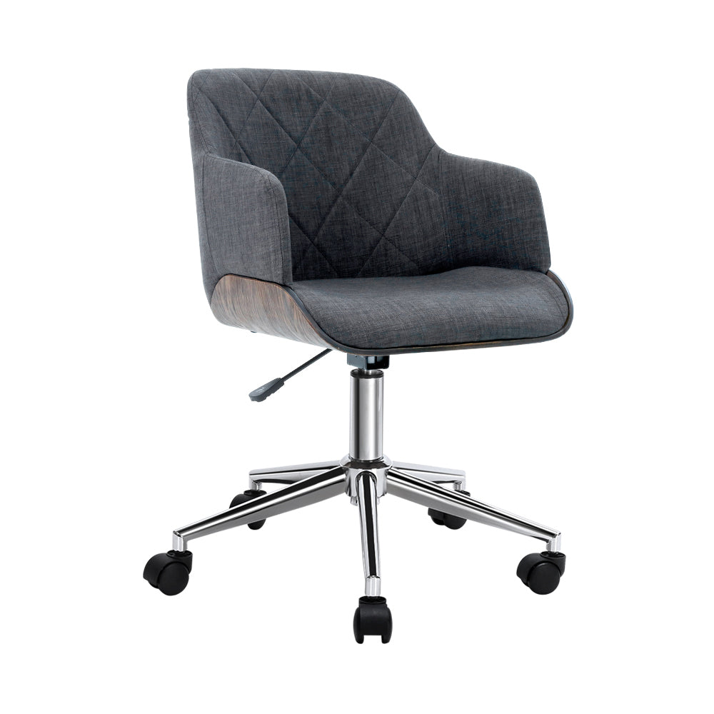 Portia Wooden Office Chair Fabric Seat Grey