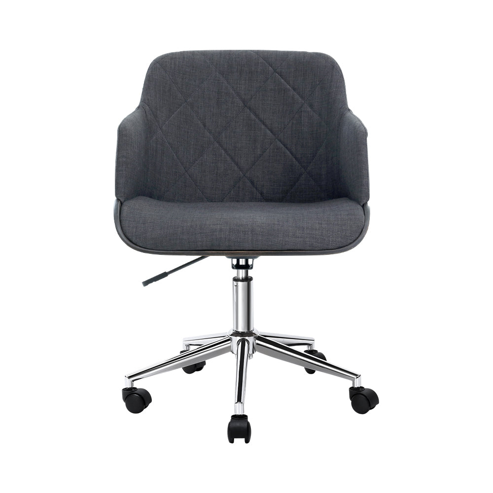 Portia Wooden Office Chair Fabric Seat Grey