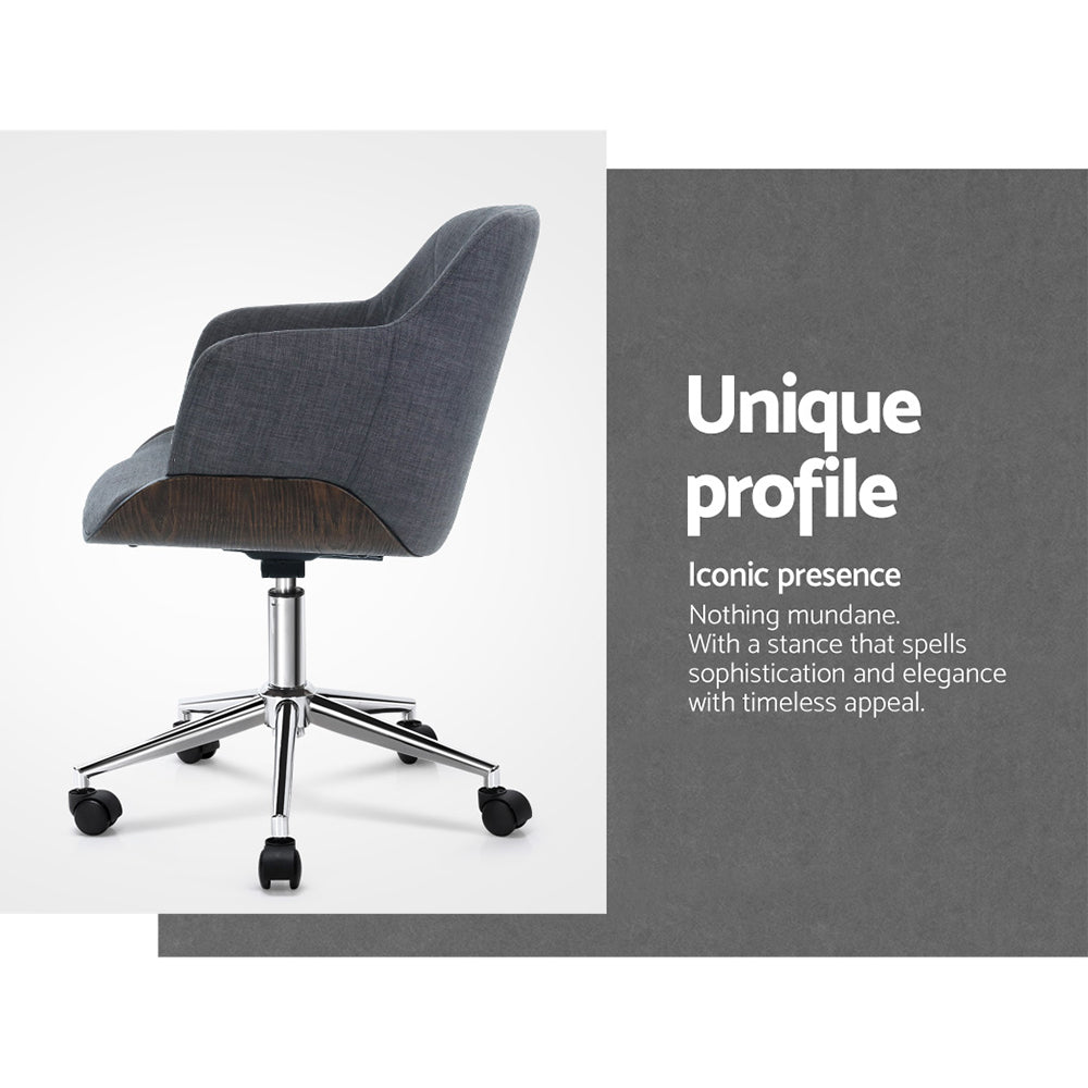 Portia Wooden Office Chair Fabric Seat Grey