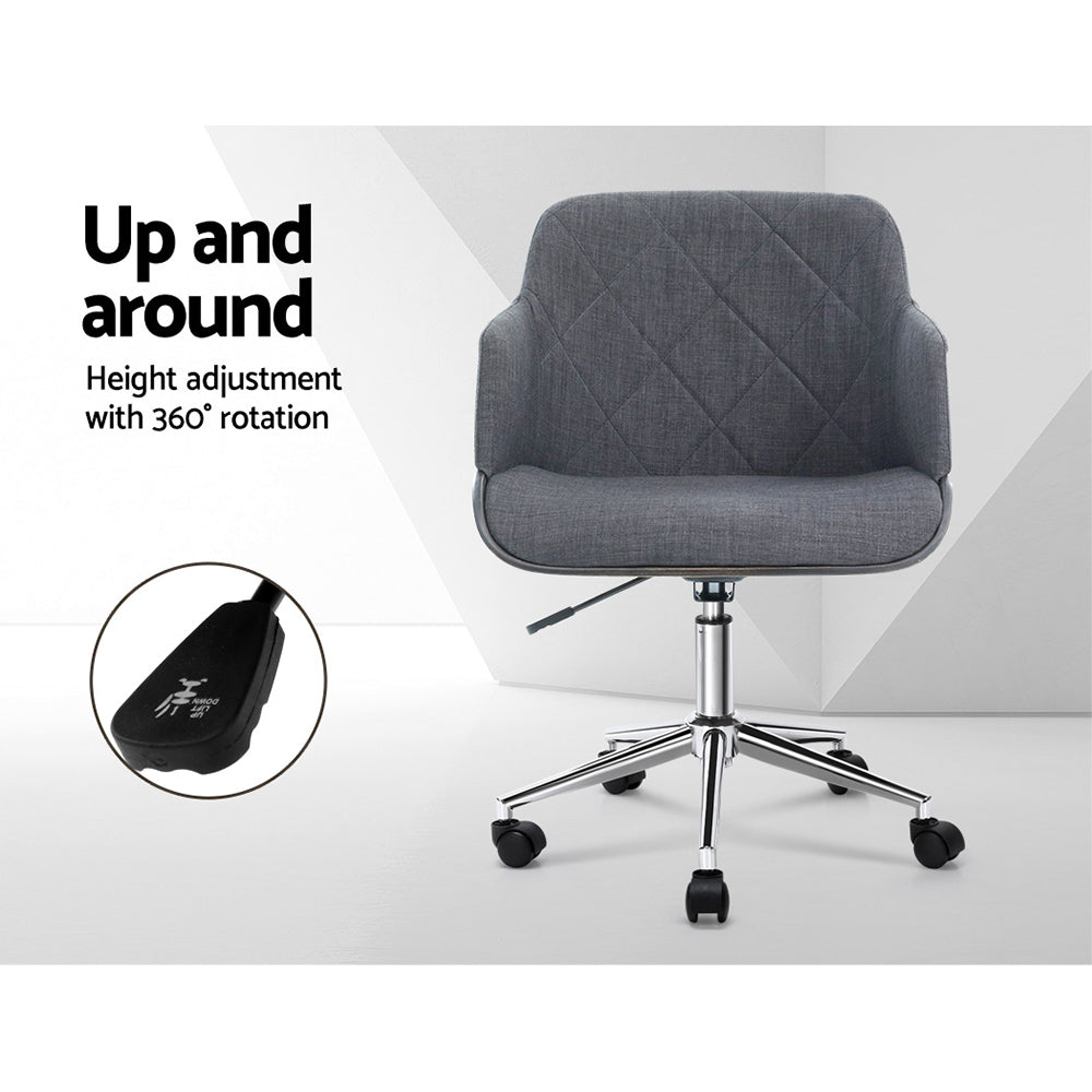 Portia Wooden Office Chair Fabric Seat Grey