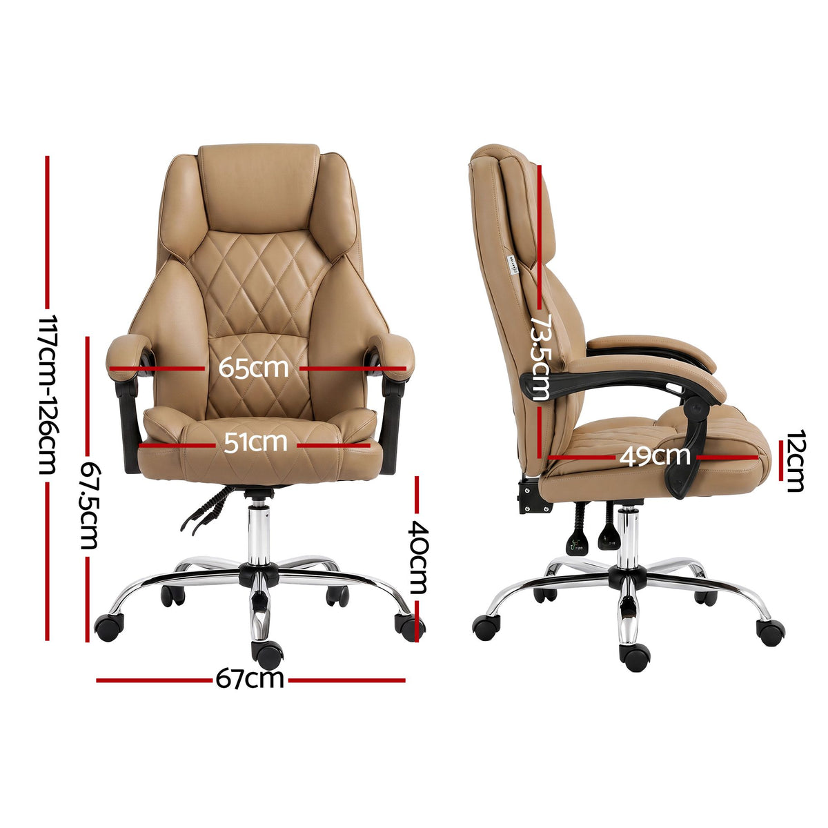 Camelon Executive Office Chair Leather Recliner Espresso