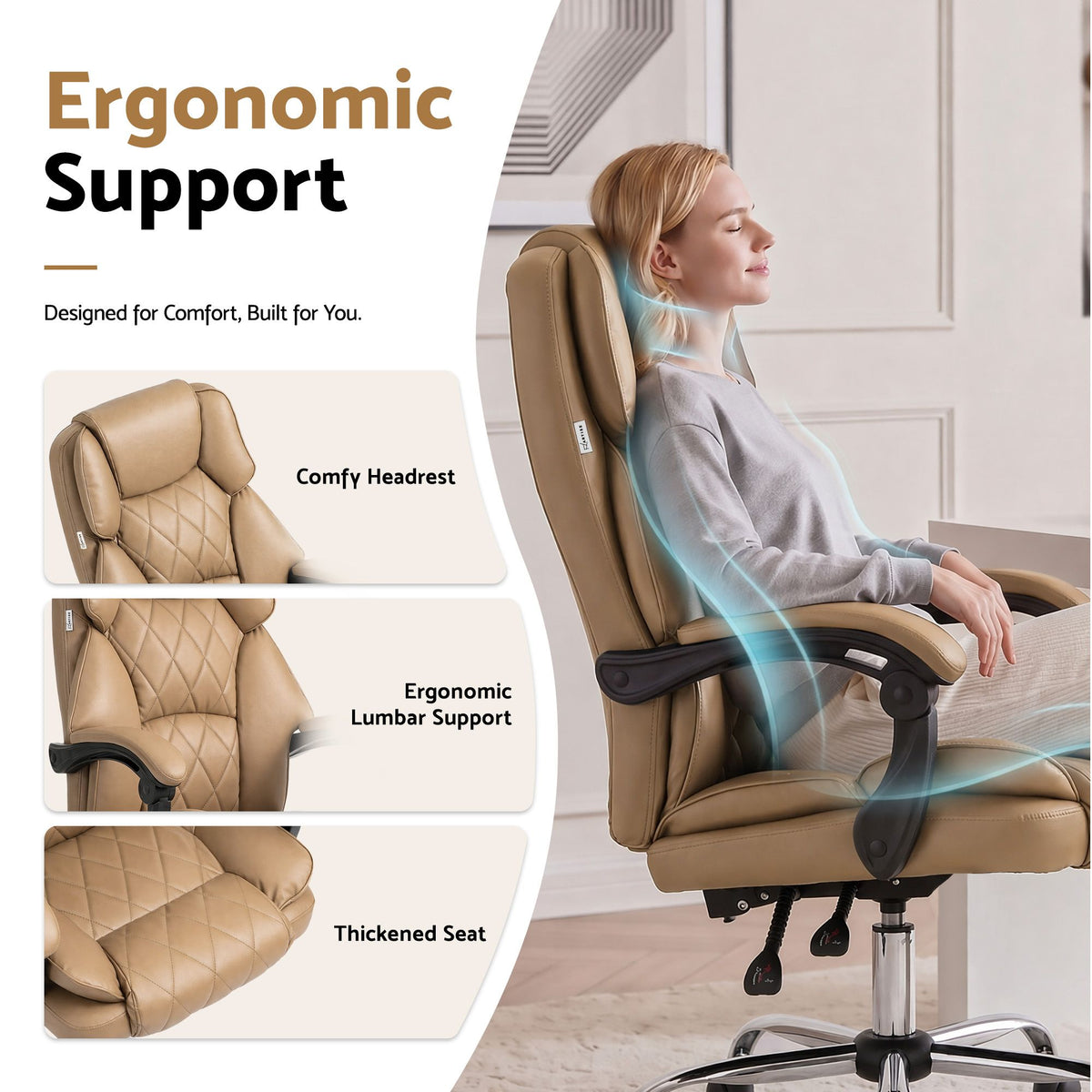Camelon Executive Office Chair Leather Recliner Espresso