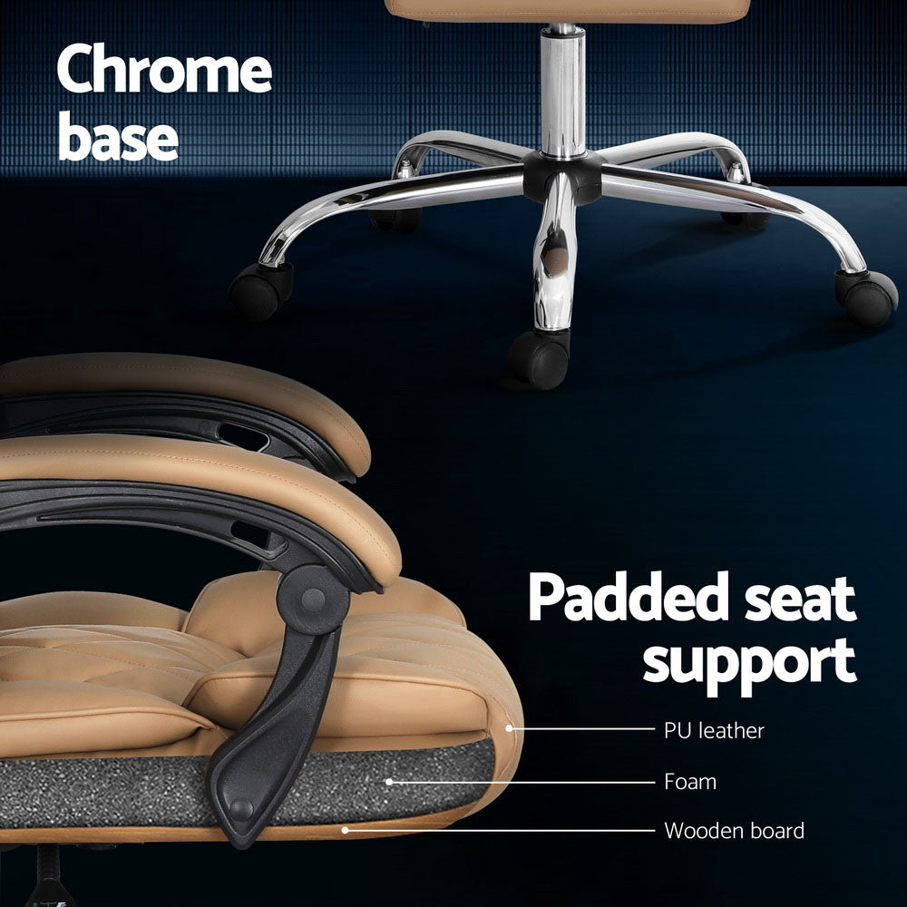 Camelon Executive Office Chair Leather Recliner Espresso