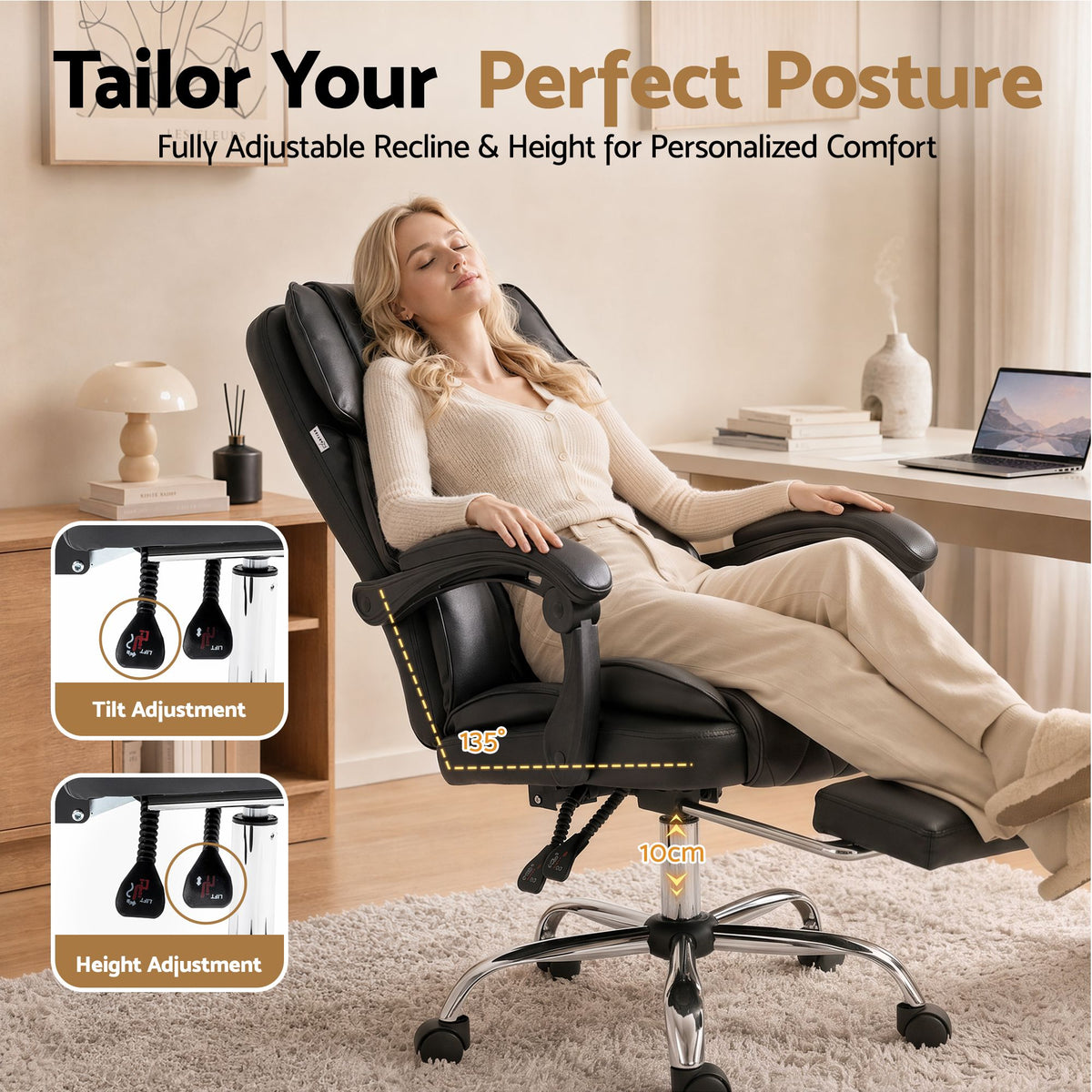 Flexi Executive Office Chair with Footrest Black