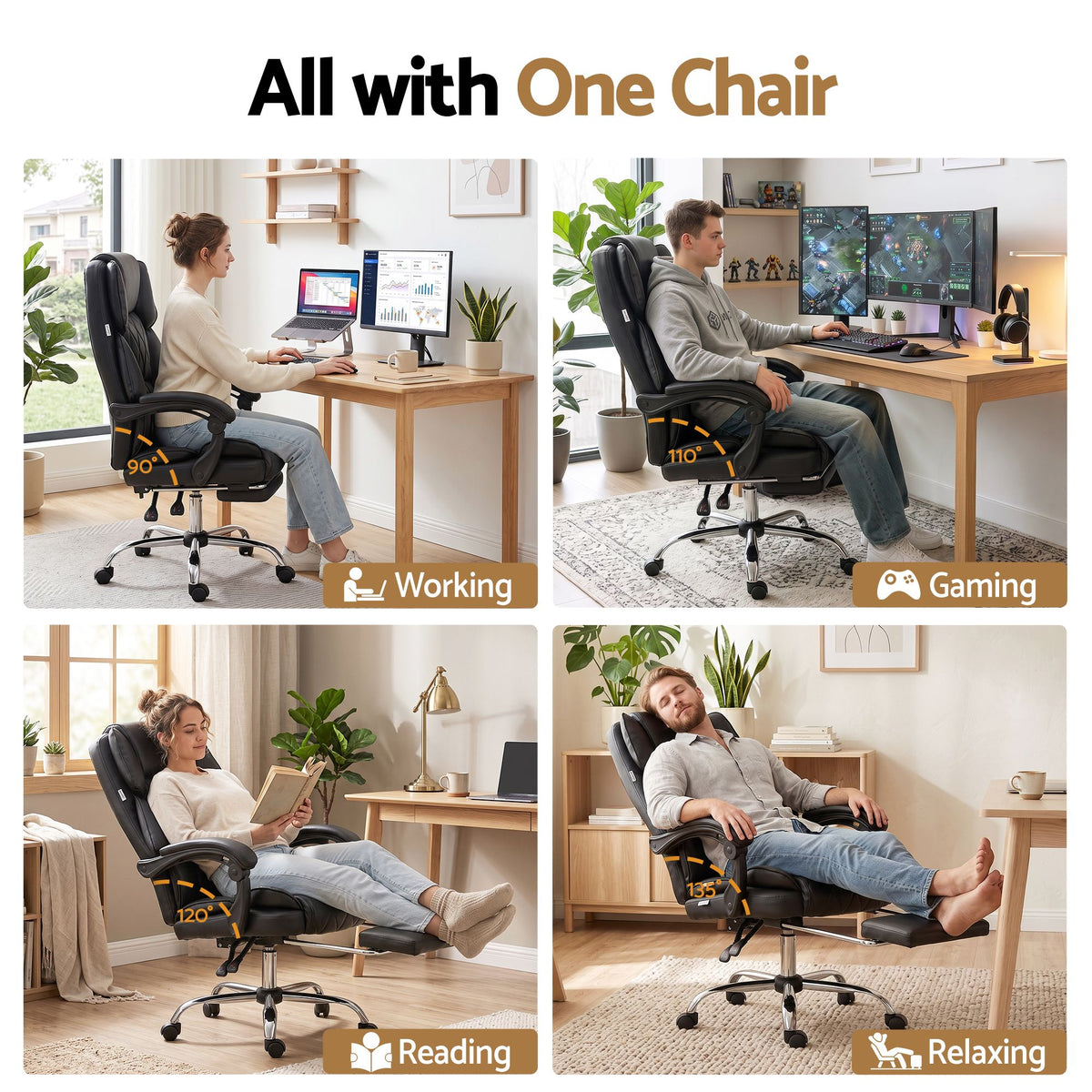 Flexi Executive Office Chair with Footrest Black