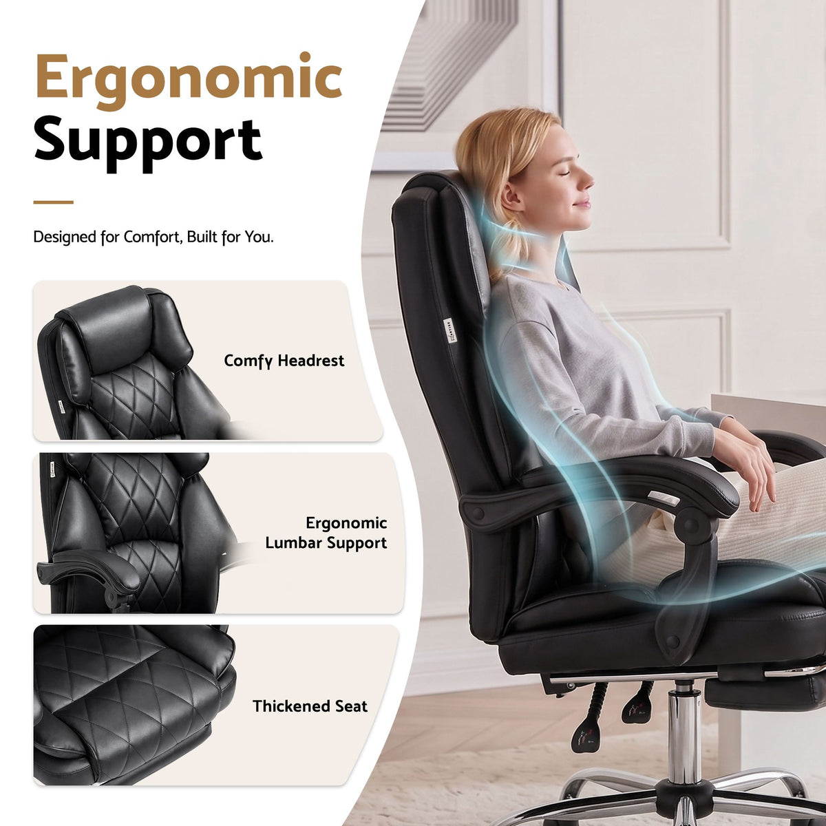 Flexi Executive Office Chair with Footrest Black