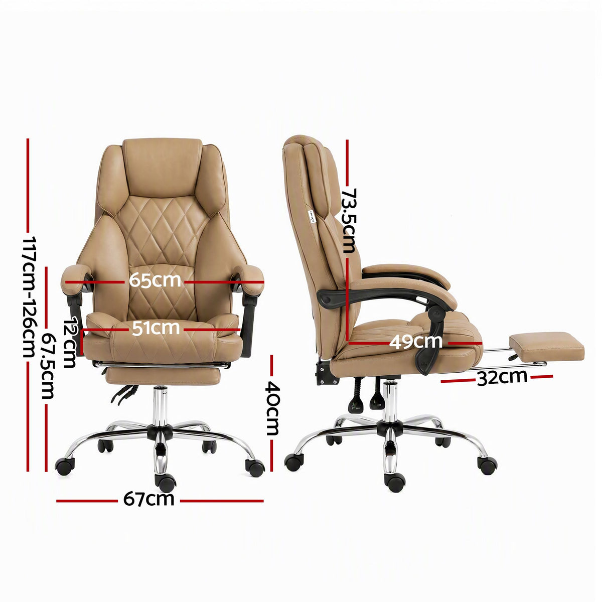 Flexi Executive Office Chair Leather Footrest Espresso